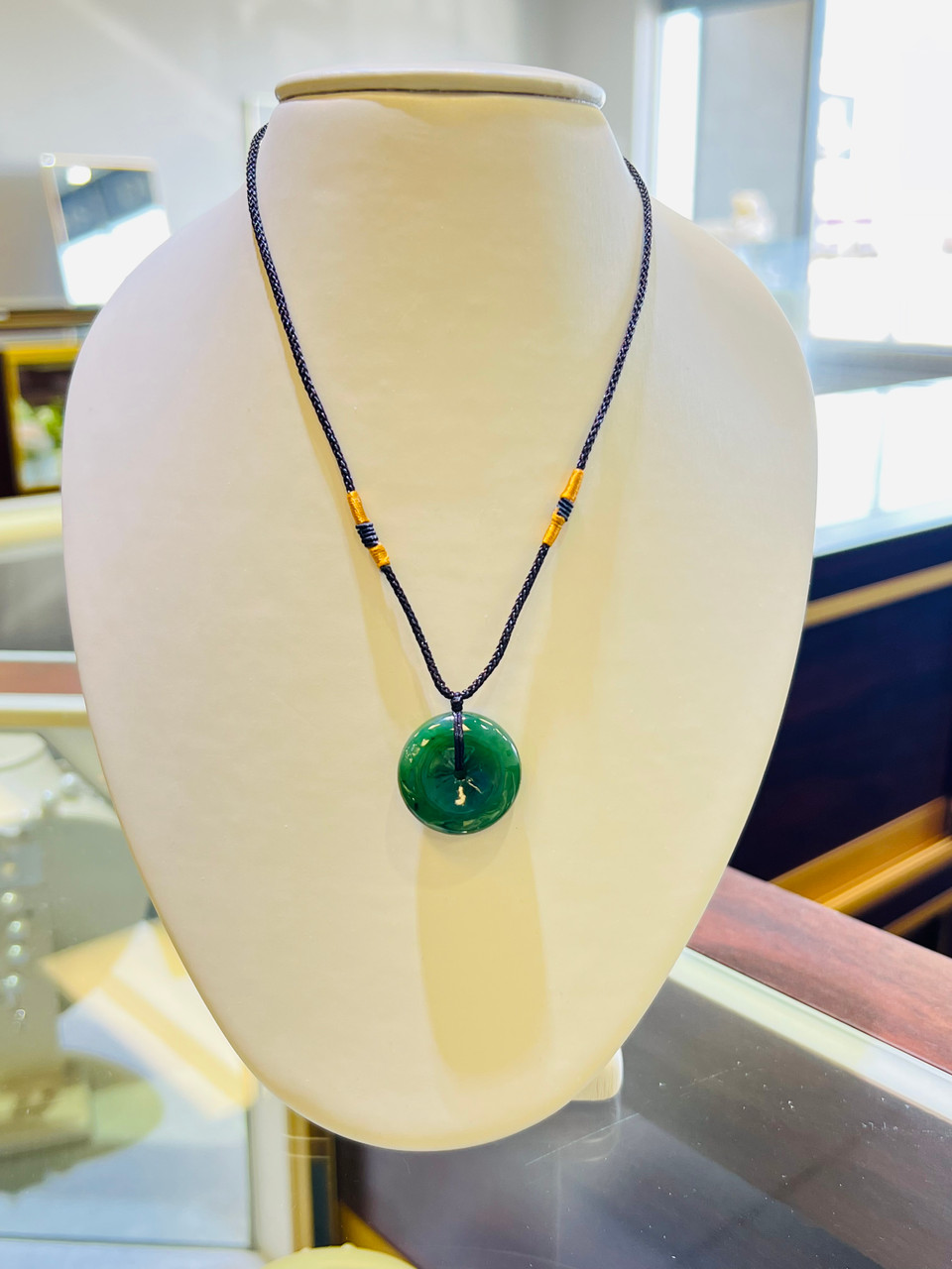 Nephrite Jade Circular Disk Necklace